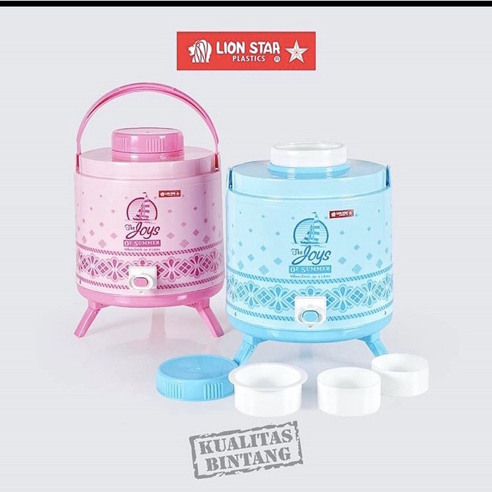 Tempat Air Minum Milano 8 Liter Drink Jar Panas Dingin Lion Star Plastik Ember Air Keran Kran