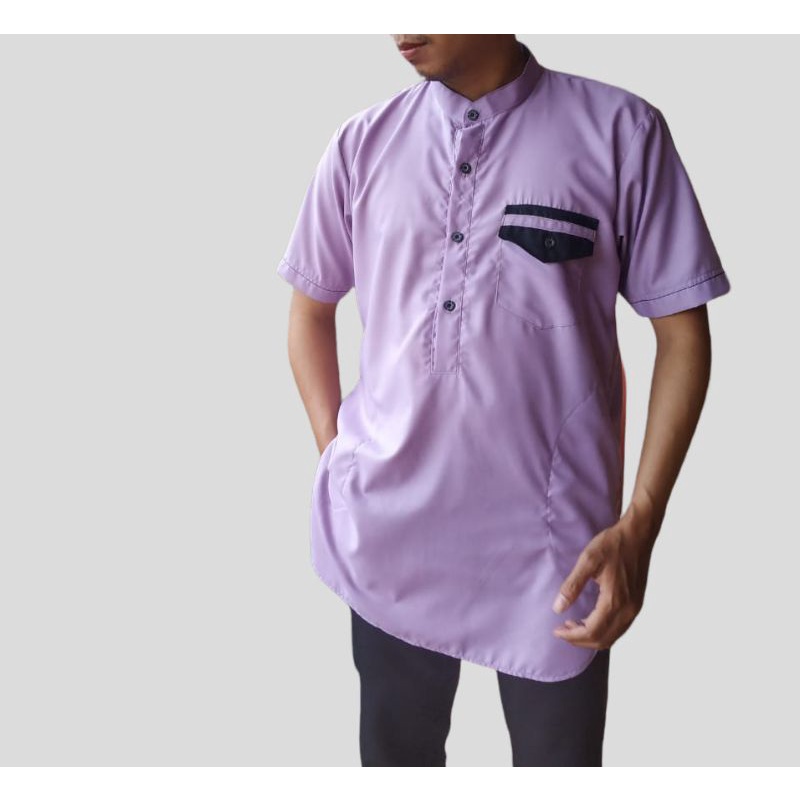 Koko Kurta Lilac Lengan Pendek Dewasa