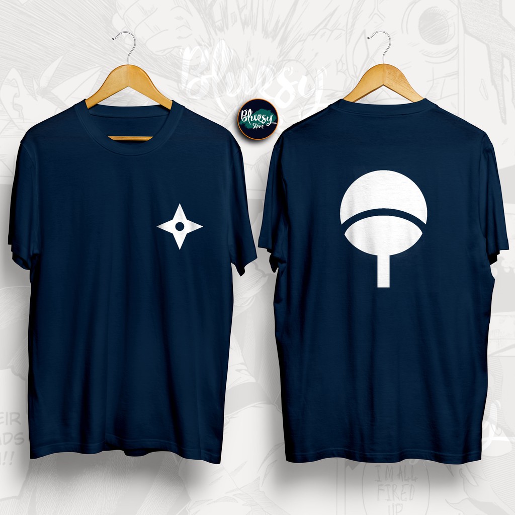 Baju Kaos UCHIHA CLAN SHURIKEN FUMA LOGO / KAOS NARUTO LAMBANG UCHIHA LOGO