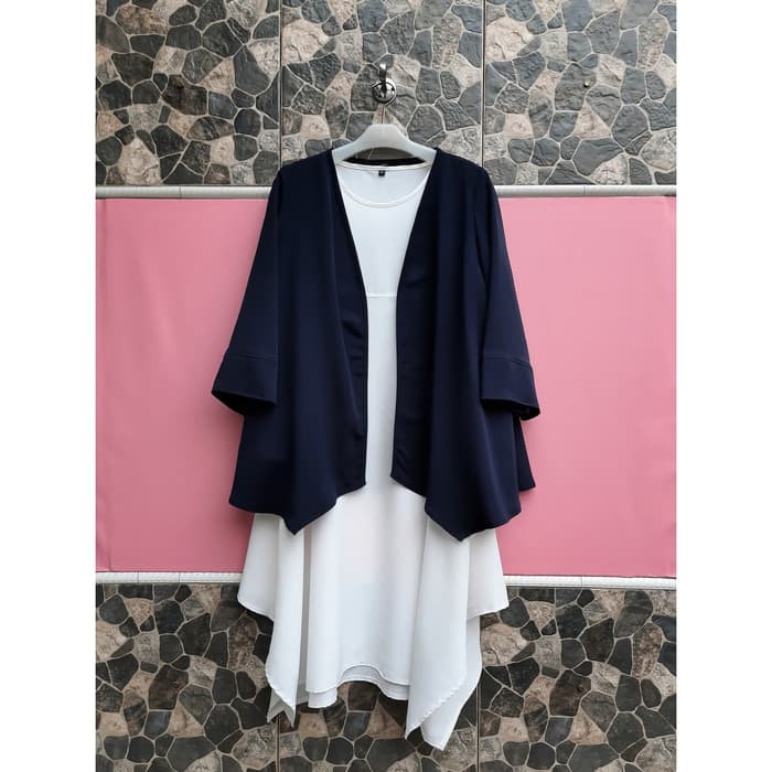 Baju Wanita Jumbo Cardigan / Outer Wanita Big 2L,3L, 4L Warna Biru Dongker