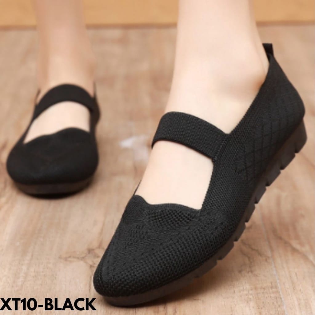 SEPATU SNEAKERS WANITA SLIDES STRAP SIMPLE DAILY BAHAN FLYKNIT IMPORT T10