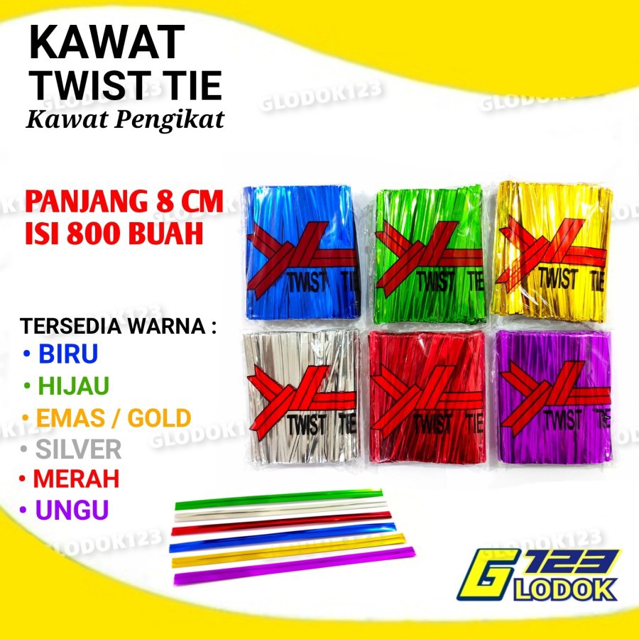 Twist Tie Kawat 8 cm Pengikat Bingkisan, Roti, Lolipop, Kado