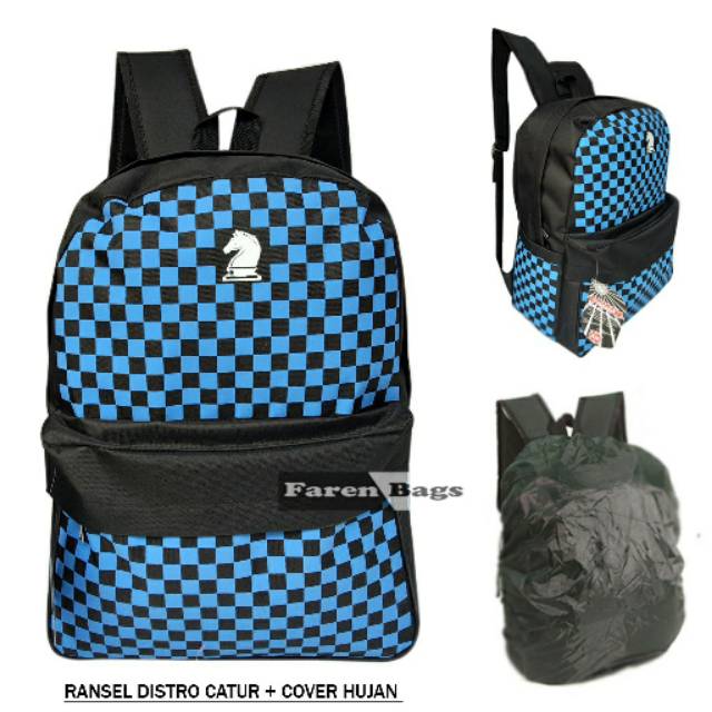 OBRAL CUCI GUDANG Tas Ransel Pria Tasmurah Taspria Taskeren Distro Anak PROMO TAS Motif Catur Free cover hujan Catur