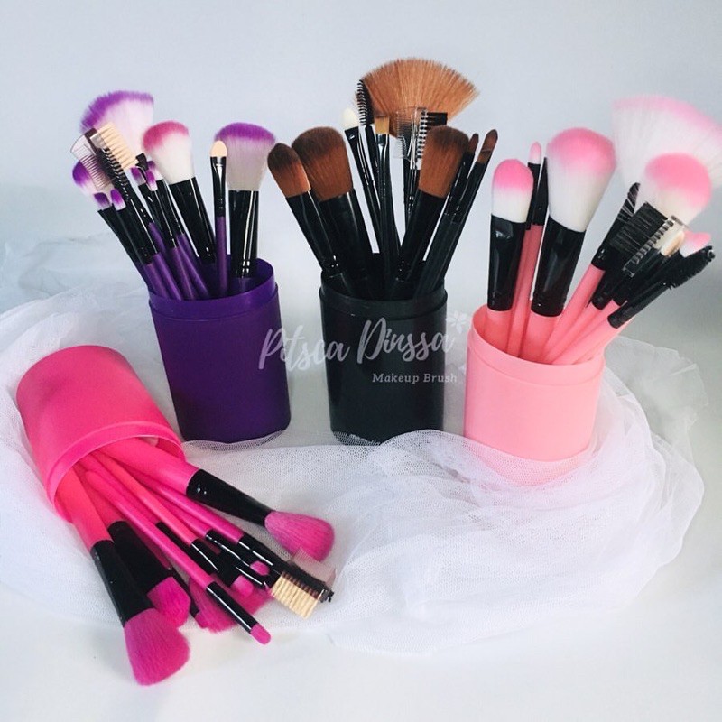 `ღ´ PHINKL `ღ´ Brush set kuas makeup tabung kosmetika untuk aplikasi bedak eyeshadow blush on lipstick