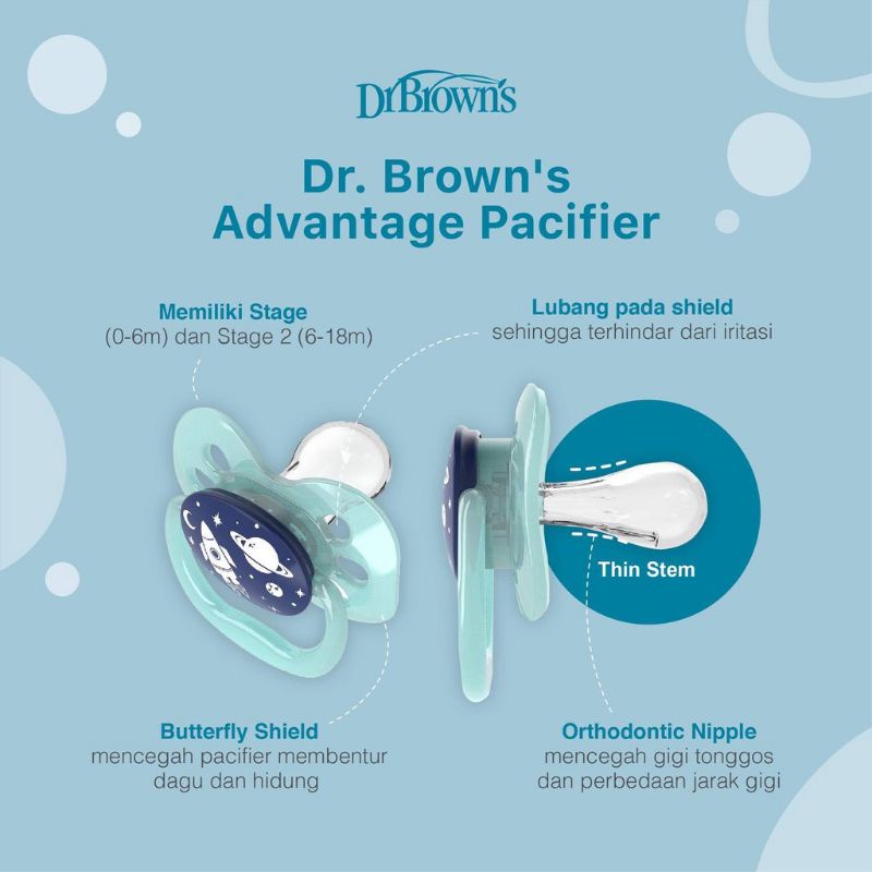 Dr Brown’s Advantage Pacifier - Empeng Drbrown 0-6m &amp; 6-18m