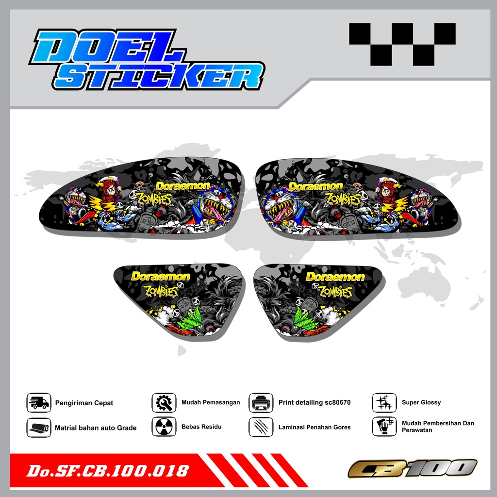 Sticker Striping Honda CB 100 List Variasi Hologram , Crome Doel  018