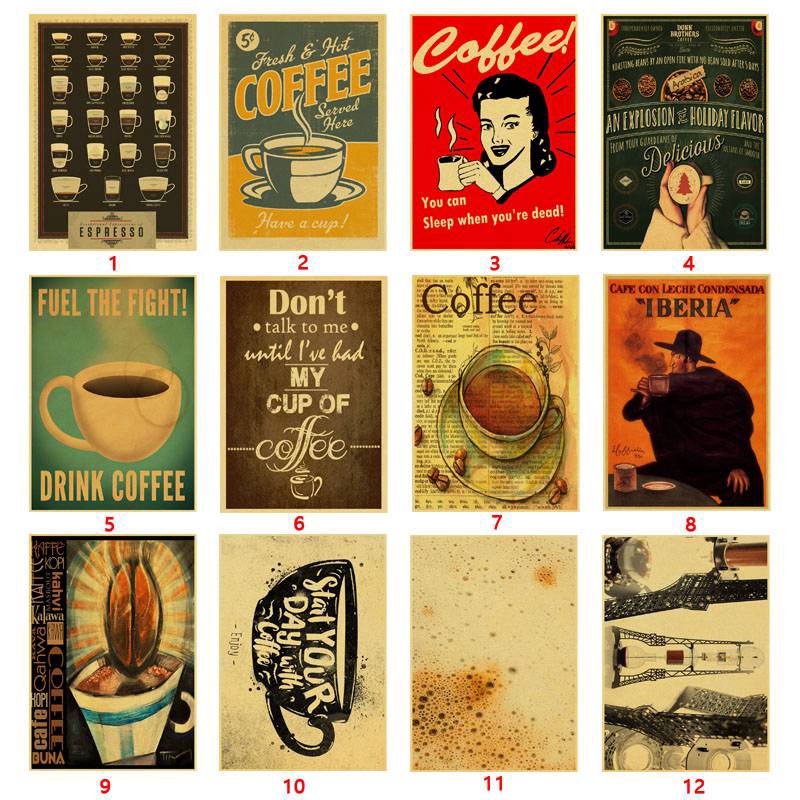 Poster Kertas Gambar Kopi Espresso Italia Untuk Dekorasi Dapur Kafe