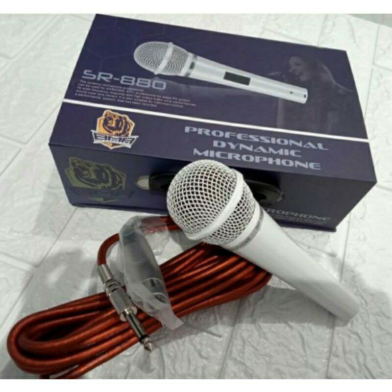 Microphone mic Dynamic Kabel BMA SR-880 Putih Vokal (ORIGINAL)