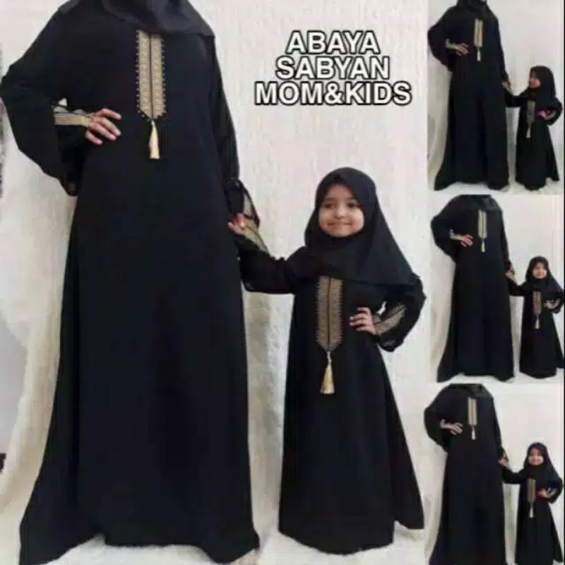 Abaya Basic Abaya Hitam Gamis Hitam Turki Dhubai Couple Ibu Dan Anak Anak Modern Motif Pita Heidy