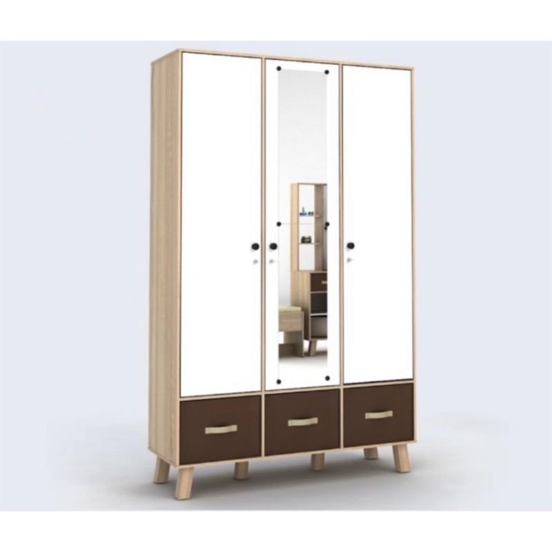 metropolis lemari pakaian 3 pintu sonoma oak - white ARNOR WD 3 lemari baju