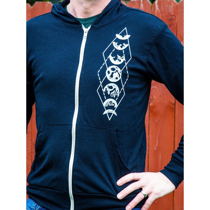 ZIPPER HOODIE UNISEX MOON PHRASES FLEECE TEBAL HALUS PREMIUM KEKINIAN TERBARU''