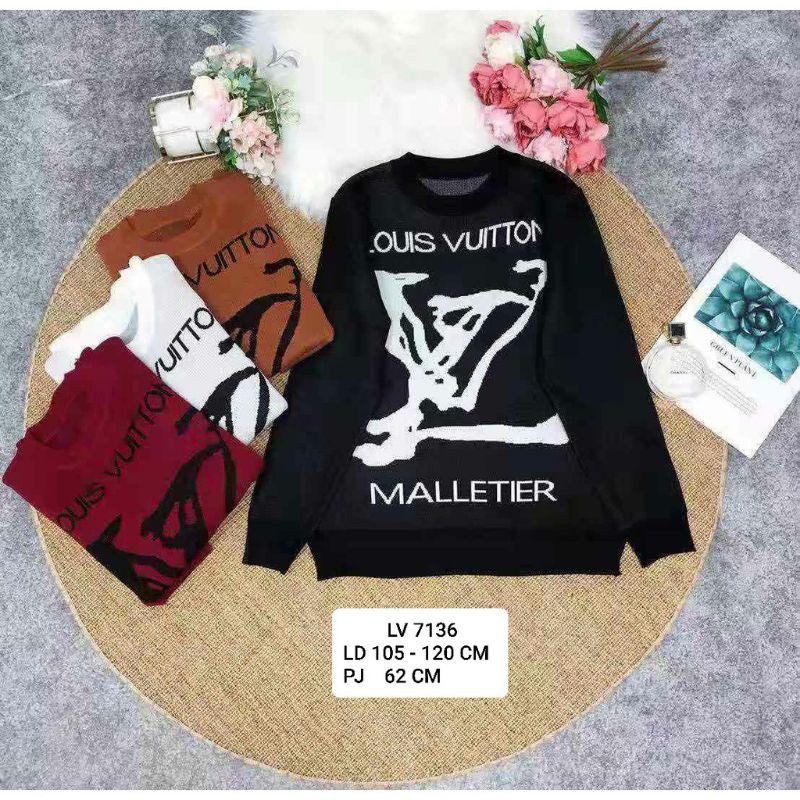ATASAN / SWEATER RAJUT IMPORT LV7136 W