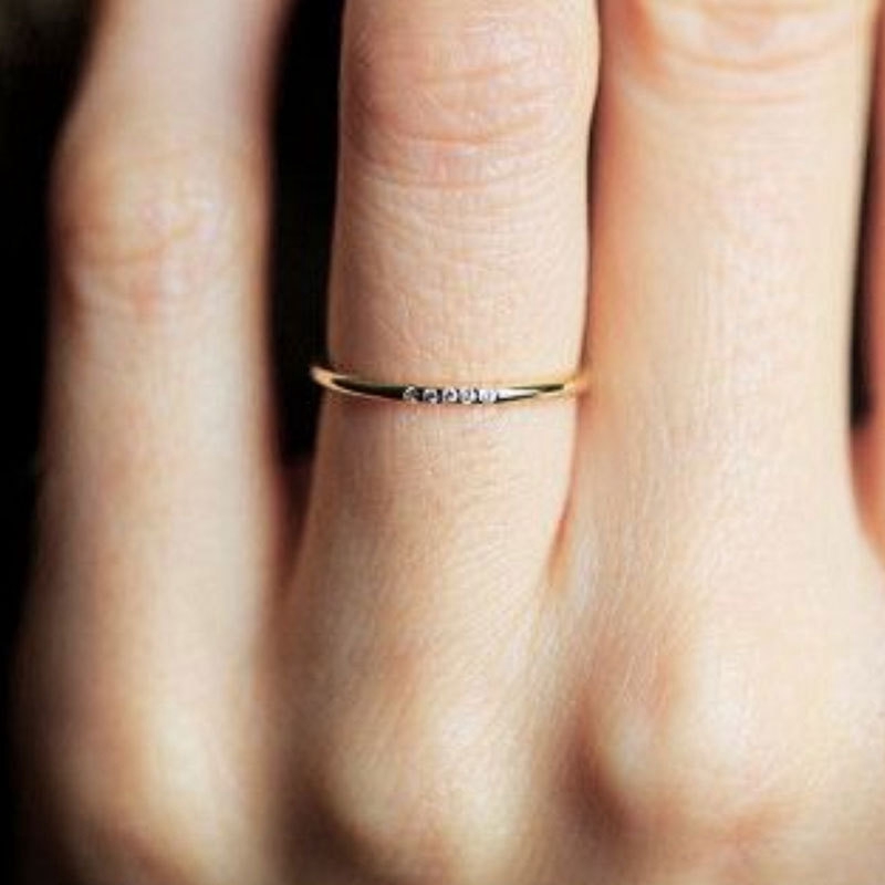 Korea sederhana lima cincin berlian bertatahkan cincin berlian elegan