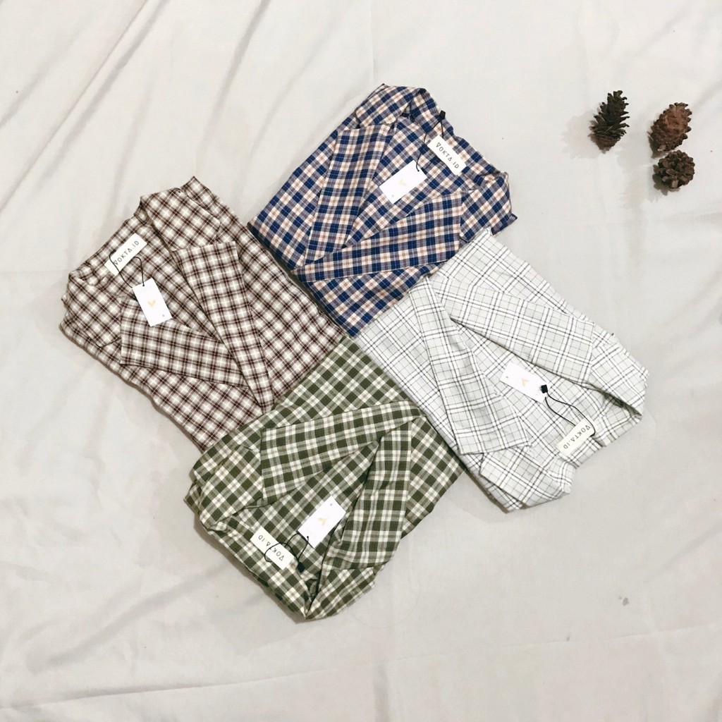 outerwear - Blazer wanita motif kotak - Blazer wanita korea - Blazer Kala