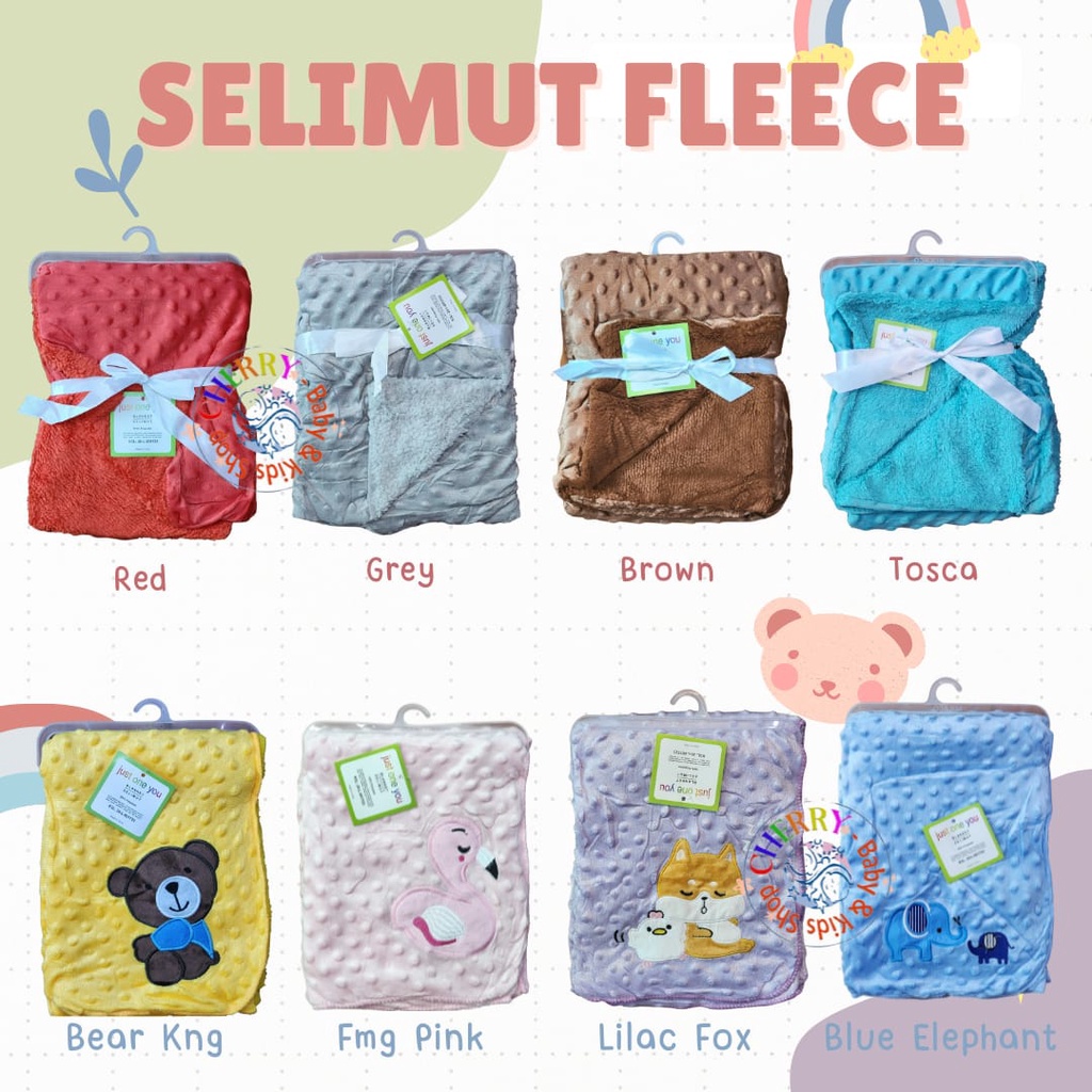 Selimut Bayi Dot Double Fleece Bintik Polos Bordir Lembut CBKS