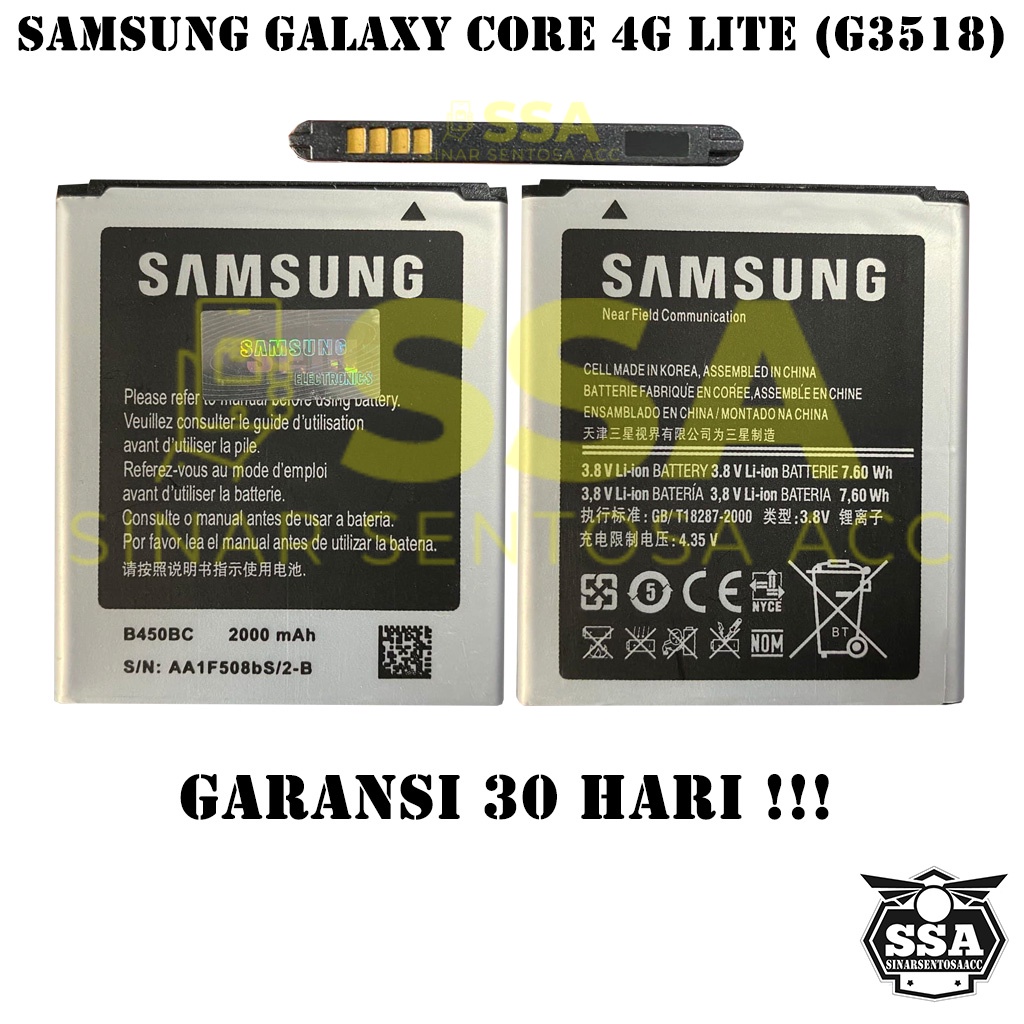 Baterai Original OEM Samsung Galaxy Core 4G Lite G3518 B450BC HP Ori Battery Batrai Batre Batu Batere GARANSI AWET MURAH