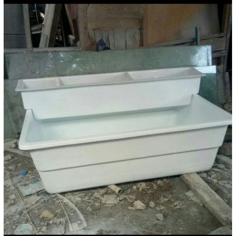 Bak ikan Fiber Kolam Ikan Persegi uk 120x80x40 CM + filter uk. 120x25x30cm