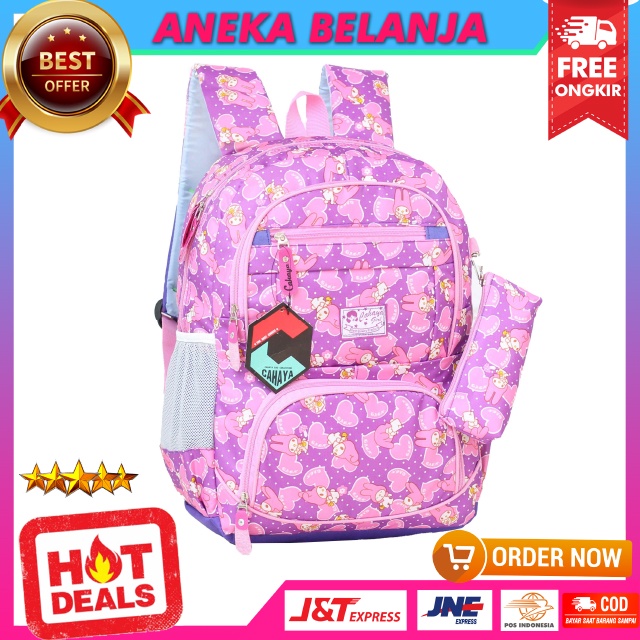 Ready Tas Ransel Anak Cewek Cahaya Boneka Warna Pink Lucu Imut Tas Ransel Anak Perempuan TK SD SMP Bagus Keren Free Raincover Multifungsi Backpack Anak Cewe Hangout TPQ TPA Free Tempat Pensil Temurah Terlaris Berkualitas