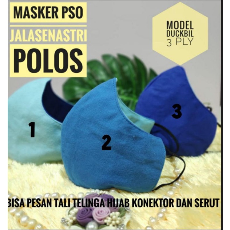 Masker Jalasenastri Polos Model 3D dan Duckbill