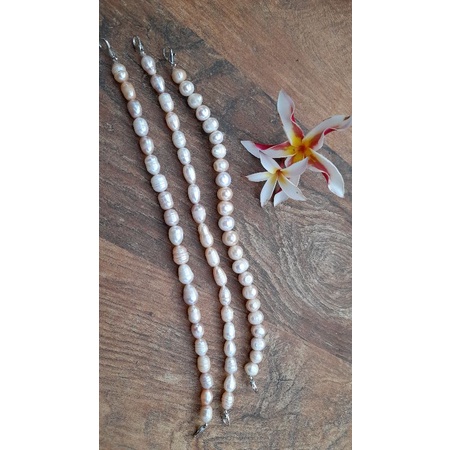 strap masker mutiara asli / mutiara air tawar asli / konektor masker mutiara