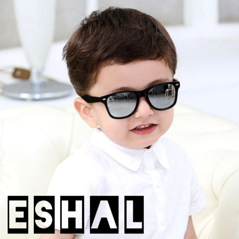 Kacamata Hitam Anak Gaya Fashion Anti UV / KACAMATA ANAK COWOK CEWEK-Hitam Silver