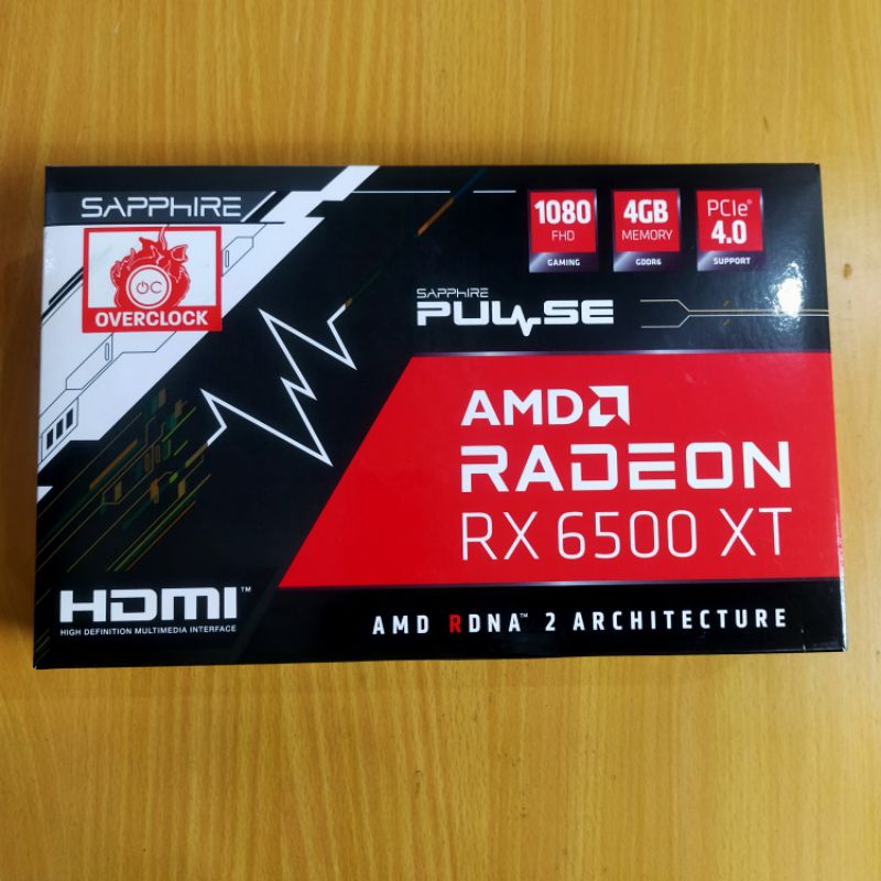 VGA SAPPHIRE RX 6500 XT PULSE OC AMD RADEON RX6500XT 4GB DDR6 64-BIT