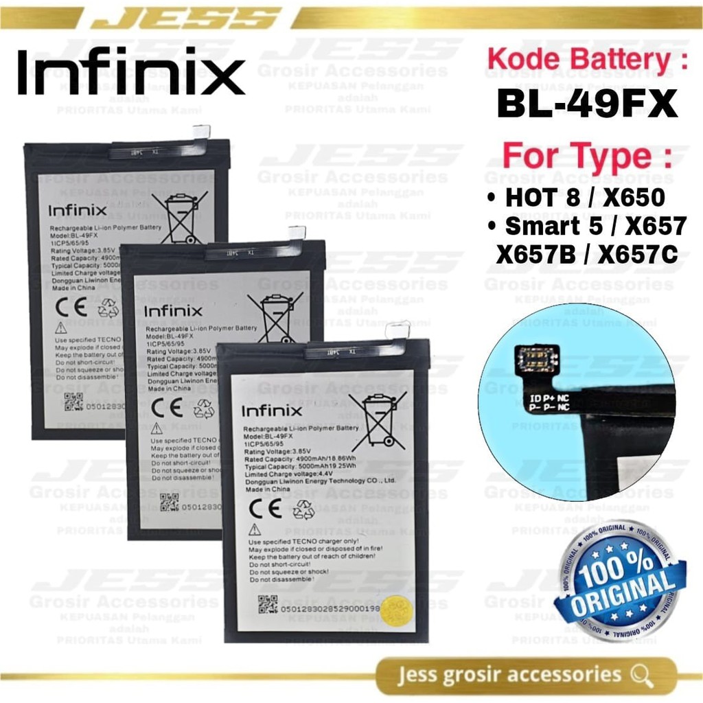 Baterai Battery Original Infinix Hot 8 X650 Hot 8 Pro X650b X650C HOT 9 X655 X655F BL49FX BL-49FX