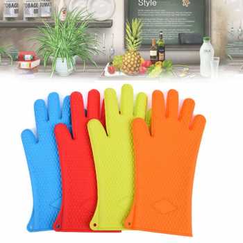 [1 PCS] Sarung Tangan Silikon Anti Panas Heat Resistance Kitchen Glove / Sarung Tangan untuk Masak Oven Cuci Piring Bahan Silikon Food Grade Anti Slip Lembut Tebal Tahan Panas Nyaman Aman / Rubber Gloves Sarung Pelindung Tangan Masak Termurah Berkualitas