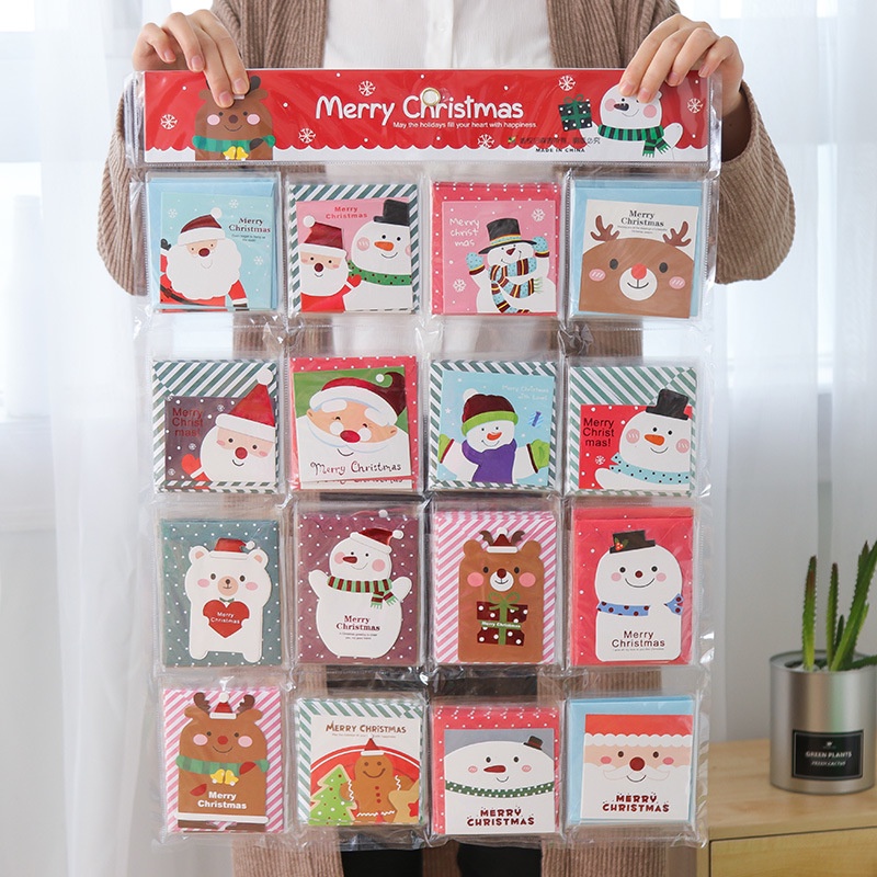 144pcs / set Kartu Ucapan Natal Kecil Dengan Amplop