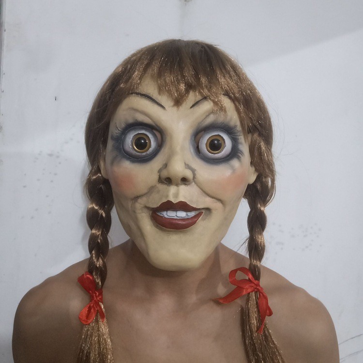 TOL-15 topeng latex karet full head kepala annabelle rumah hantu halloween prank mainan