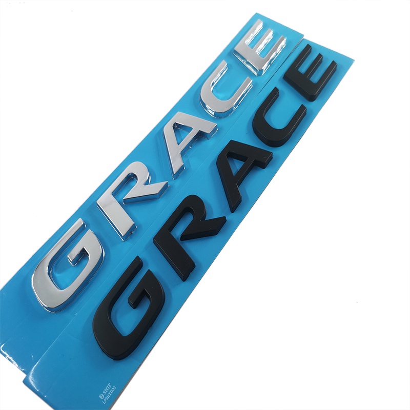 1pc Stiker Emblem Tulisan GRACE Bahan ABS Krom Warna Hitam Untuk Mobil HONDA GRACE