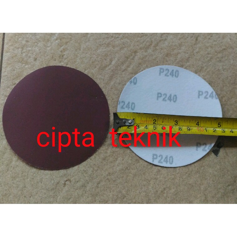 Amplas Bulat Velcro 5 inchi Grit 240 Merah Diameter 5inch P240 Abrasive Sanding Disc