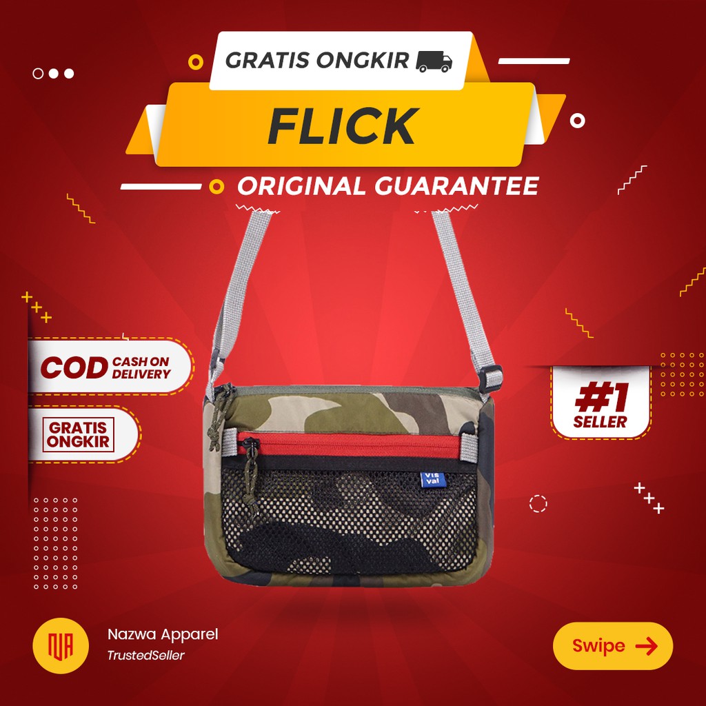 TAS SELEMPANG SLING BAG VISVAL FLICK CAMO OLIVE