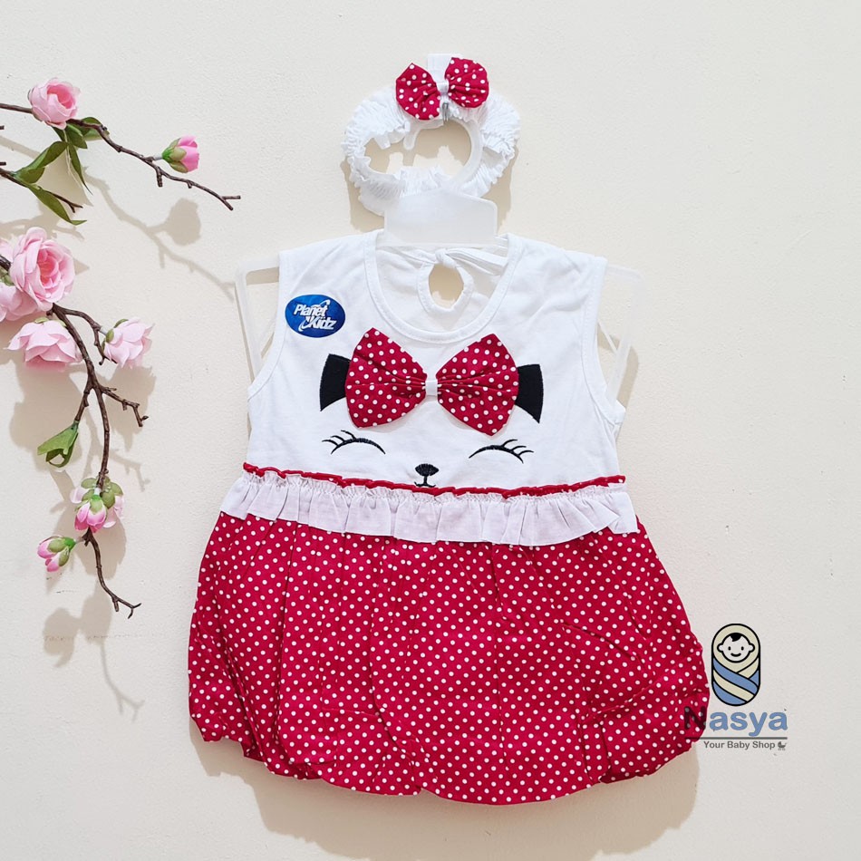 [P-027] Dress Bayi (0-6 bulan) / Setelan Bayi Perempuan Motif kucing