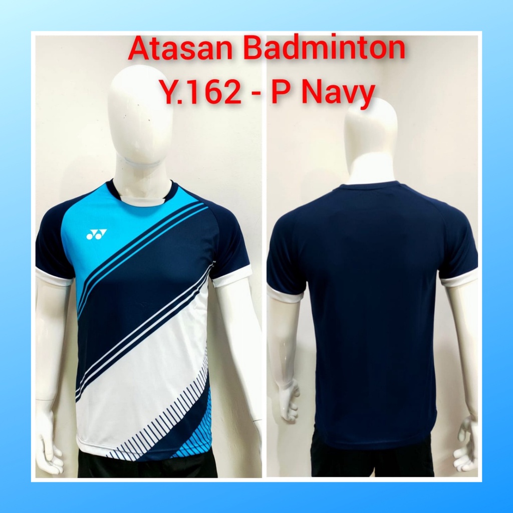 Kaos badminton pria jersey bulutangkis baju atasan jersy wanita dewasa t-shirt outfit seragam kostum olahraga casual suit pakaian jarsey oblong apparel sports jersi sudirman cup bulu tangkis Y162 navy polos