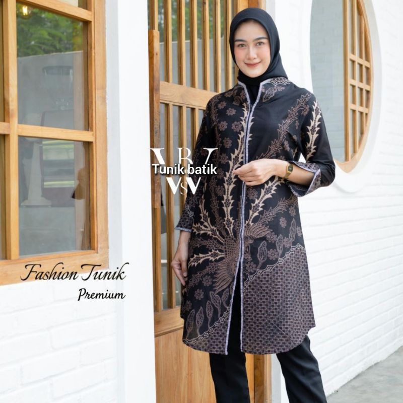 M-L-XL-XXL Batik Tunik wanita ASJ SA HRB026 Kenongo Pekalongan Sogan Tulis