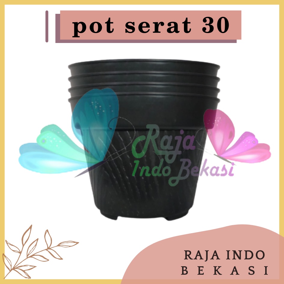 Tebal Pot Bunga 30cm / Ruby 30 Hitam Hitam Polos Motif Serat Kayu Pot Hias Grosir Pot Tawon 30 Murah