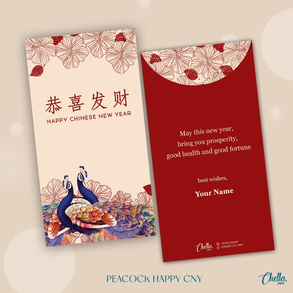 

PEACOCK HAPPY CNY - CUSTOM ANGPAO IMLEK (BISA TULIS NAMA) ISI 6 PCS