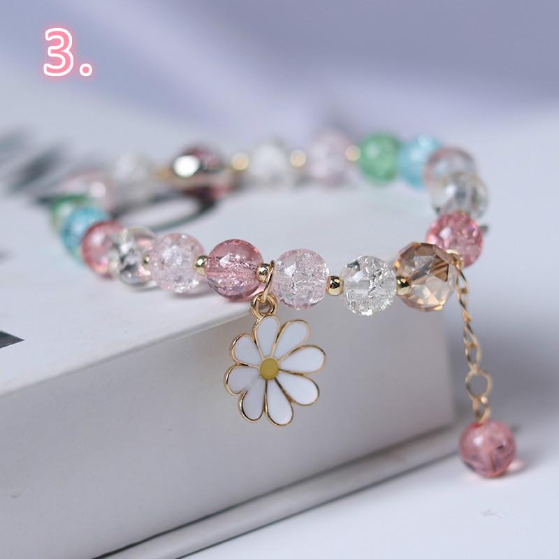 Girl's Crystal Daisy Flower Charm Bracelet for Women Fashion Jewelry Bangles