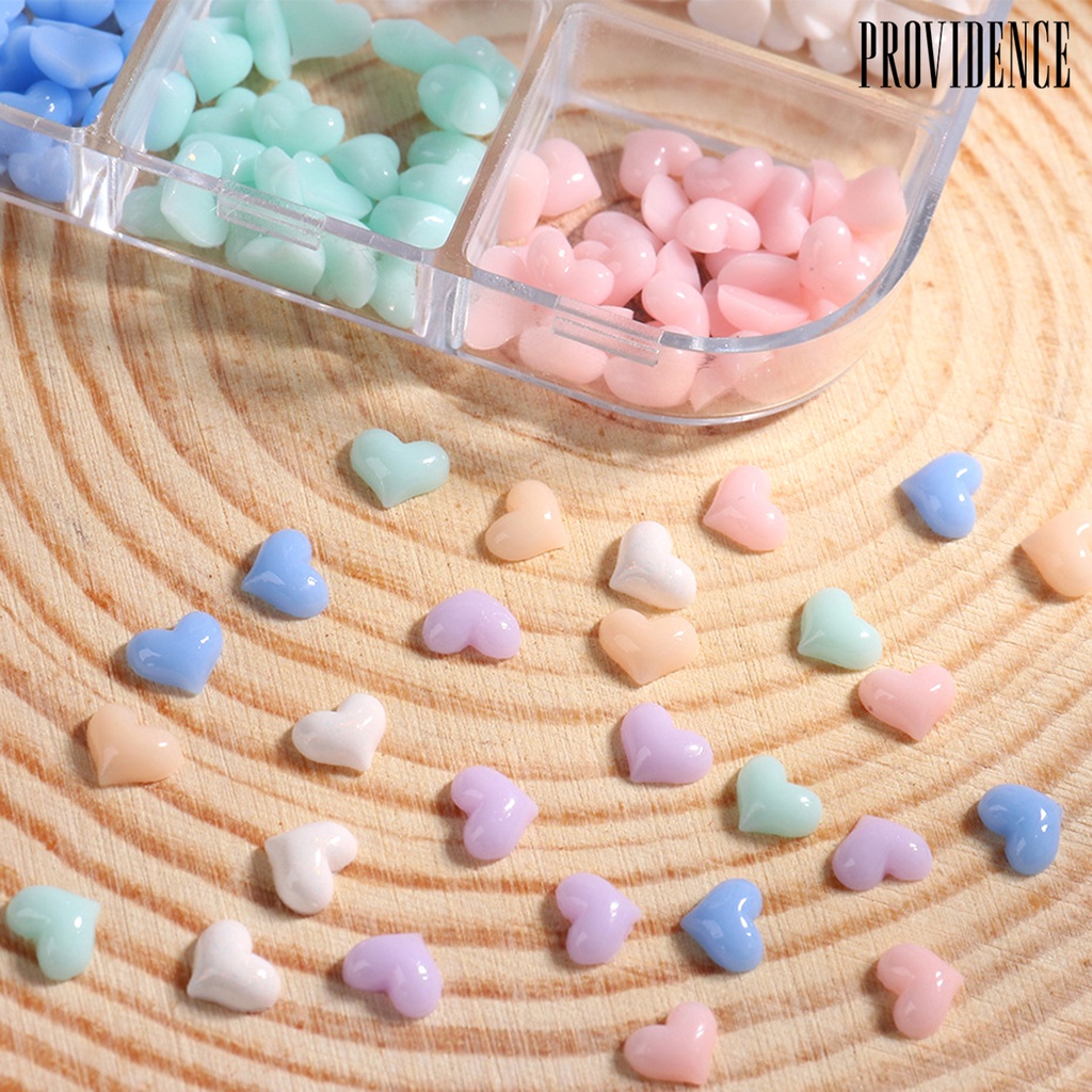 Providence 6Grids/Box Nail Heart Ornament Flat Back 3D Effect Color Changing White Pink Heart Nail Art Decorations Charms for Manicure