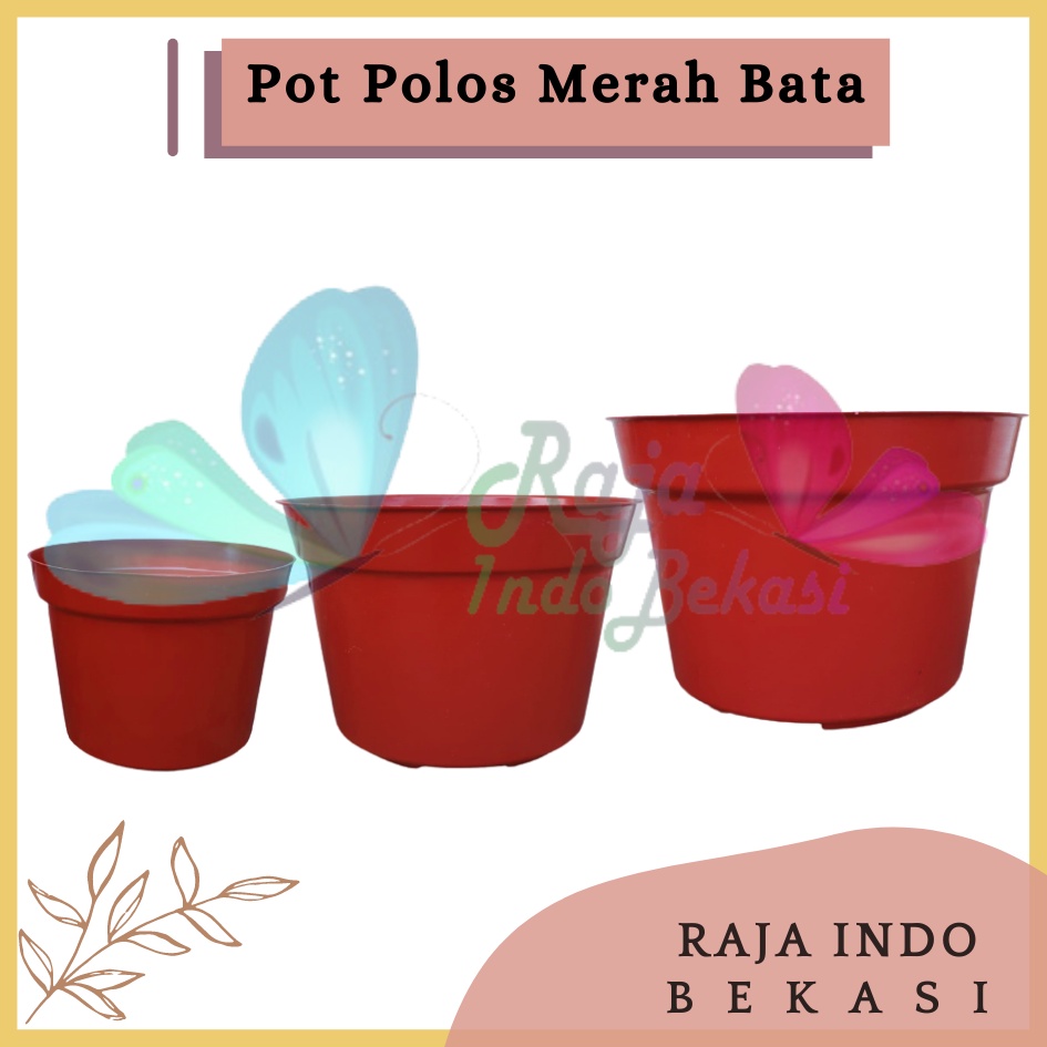 Pot Bunga Merah Bata Coklat Basic Polos Ukuran 15 17 20 25 30 Pot Tanaman Buah Bunga Besar Hias Murah Gold Plastik Coklat Bata