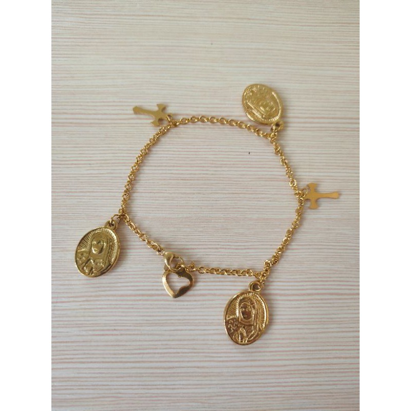 Gelang Salib Rohani Titanium Gold Silver Wanita A9