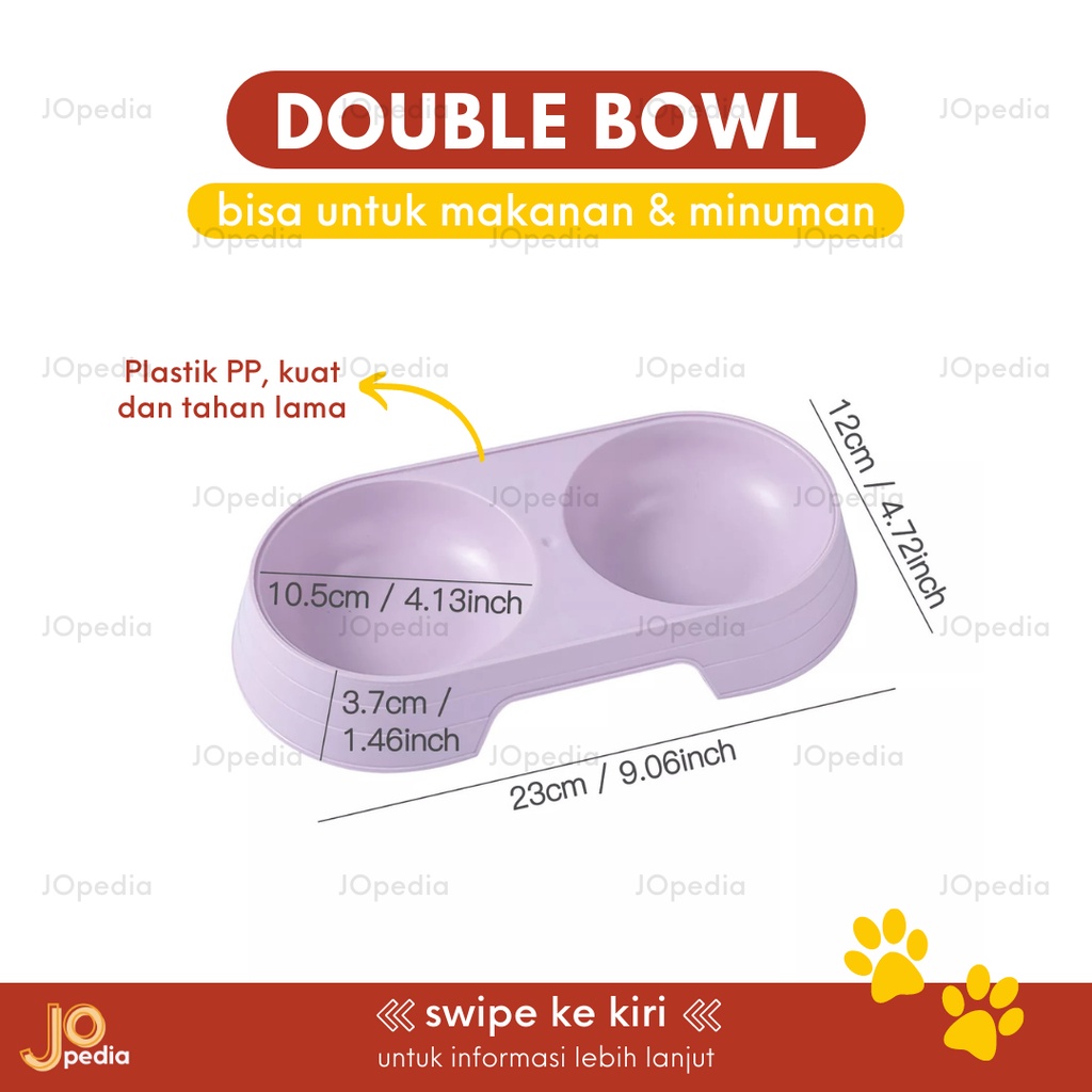 DOUBLE BOWL Pastel Tempat Makan Minum Kucing Anjing Mangkok Feeder