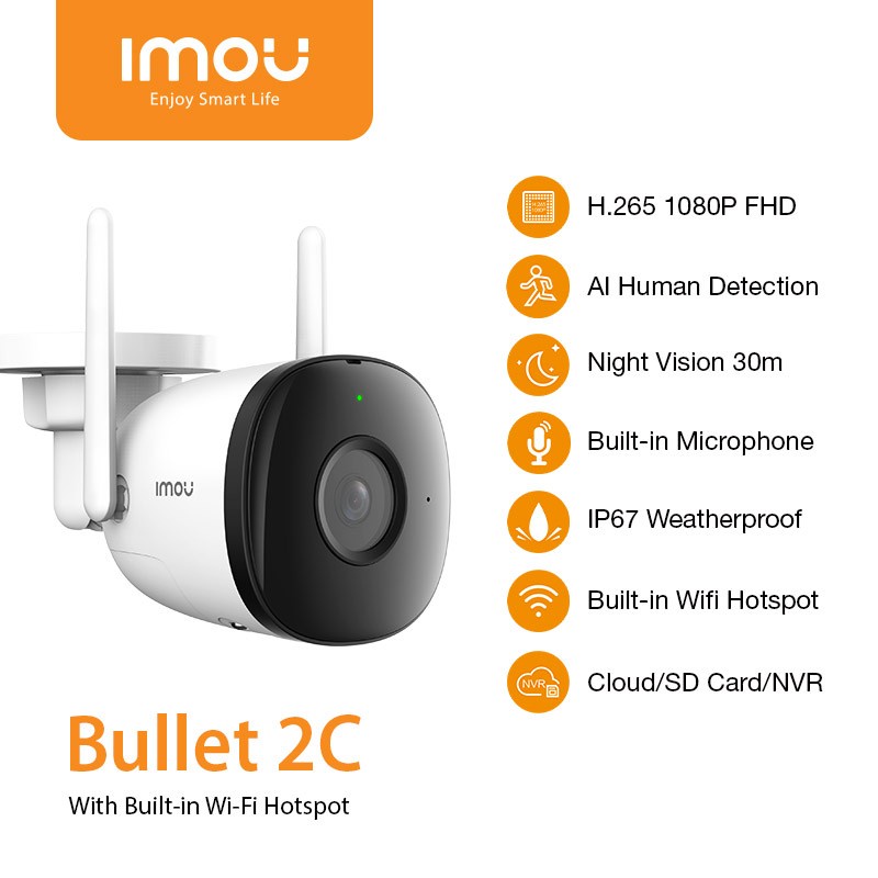 Imou Bullet 2C Wireless Smart IP Camera Outdoor IP67 Weatherproof