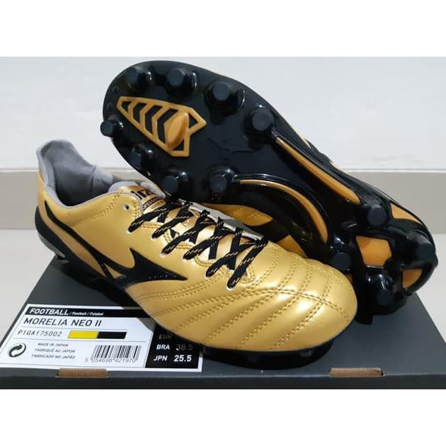 SOCCER SHOES ORIGINAL GRADE SEPATU BOLA - SOCCER MIZUNO MORELIA NEO II LEATHER GOLD - FG KUALITAS