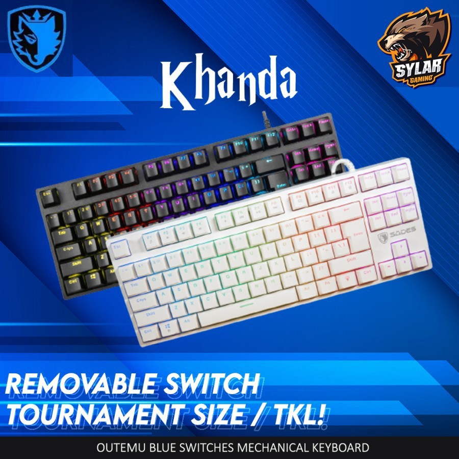 Keyboard Gaming Mechanical TKL RGB Sades Khanda Removable Switch