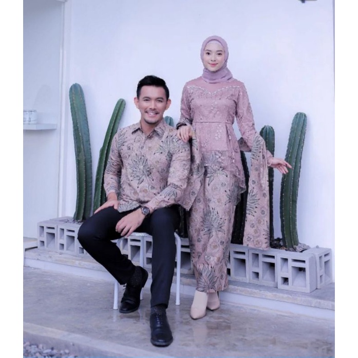 (New Arival) BATIK EXPRESS SET KEBAYA COUPLE YASMIN | KEBAYA LAMARAN TUNANGAN WISUDA | BAJU COUPLE MAHESWARI | OUTFIT KEKINIAN | BATIK COUPLE TUNIK TULLE MUTIARA | COUPLE SANDRINA