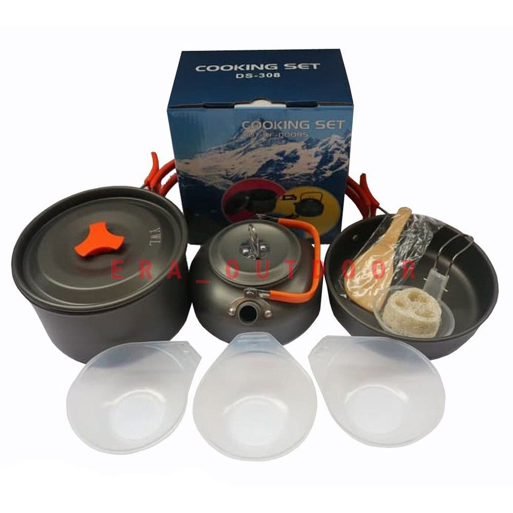 【Bisa COD】 Nesting Cooking Set - Teko | Alat Masak Portable DS-308 SY-308 DS308 SY308