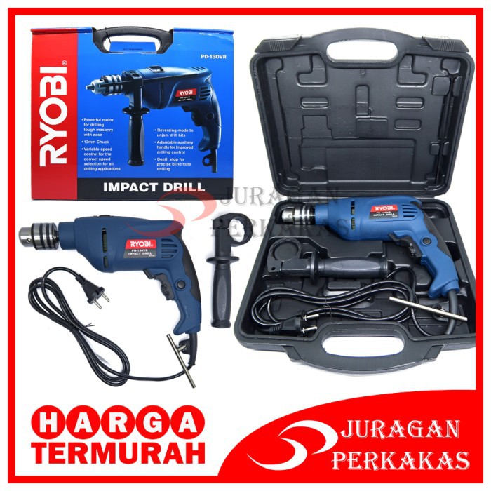 RYOBI MESIN BOR LISTRIK 13MM IMPACT BETON TEMBOK BESI KAYU PD-130VR