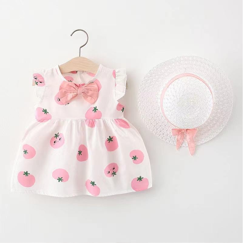 DRESS+TOPI IMPORT/DRESS ANAK PEREMPUAN 1thn-4thn SKU0009